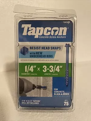 Buy Tapcon 1/4 In. X 3-3/4 In. Hex-Washer-Head Concrete Anchors (75-Pack) • 34.99$