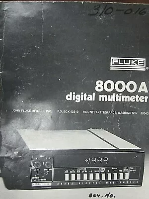 Buy Fluke Model 8000A Digital Multimeter Instruction Manual 347906 October1975 #4 • 20$