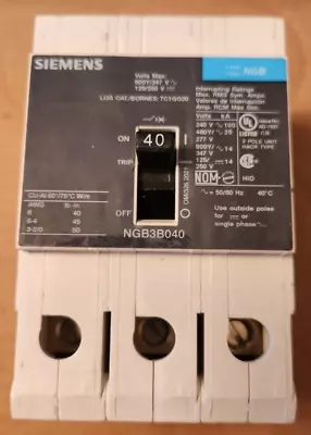 Buy NGB3B040B - Siemens 40 Amp 3 Pole 600 Volt Bolt-On Molded Case Circuit Breaker • 175$