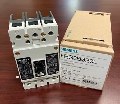 Buy ITE Siemens HEG3B020L HEG3B020 3Pole 20Amps 480Volt Circuit Breaker BRAND NEW • 549.99$