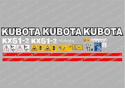 Buy Kubota Kx61-2 Mini Digger Complete Decal Set With Safety Warning Signs • 64.30$