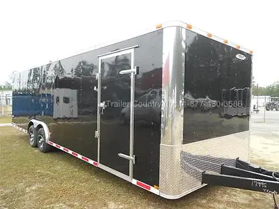 Buy New 2022 8.5 X 28 8.5x28 Black Enclosed Race Cargo Car Hauler Trailer - Loaded! • 12,295$