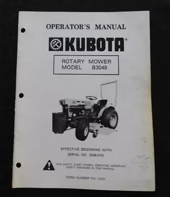 Buy Kubota B7100 Tractor  Model B3048 Mower Deck  Owners & Parts Catalog Manual • 20.66$