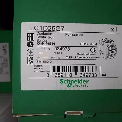Buy Schneider Lc1d25g7 Iec Contactor 25a 120v New In Box Ready To Ship • 106$
