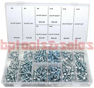 Buy 200 Pc Self Screw Assortment Set (SAE) Hex Head Self Drilling Tapping Screw NEW • 14.99$