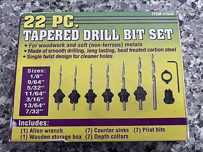 Buy 22PCS Tapered Drill Countersink Bit Screw Set Wood Pilot Hole Woodworking Tools • 20$