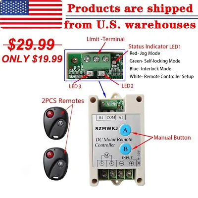 Buy DC Motor Linear Actuator Controller Wireless Remote Control Kit Auto Car Lift IG • 17.39$