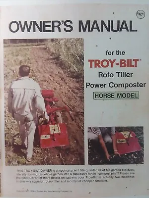 Buy Troy-Bilt HORSE I Roto Tiller 2nd Ed Owner & Service Repair Manual Garden 1977 • 135.96$