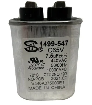 Buy Coleman Sheng Ye C65V-440V AC-7.5µF ±5% Oval Run Capacitor, 1499-547 • 7.99$