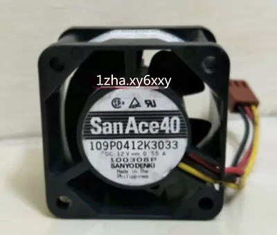 Buy 1pcs For Sanyo Denki SanAce 40 109P0412K3033 12V 0.55A 40x40x28mm 3-Pin Fan 40mm • 9.02$