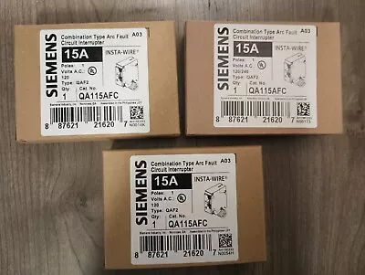 Buy LOT OF 3 - SIEMENS QA115AFC AFCI 15A CIRCUIT BREAKER (with Pigtail Wire)  NEW! • 105$