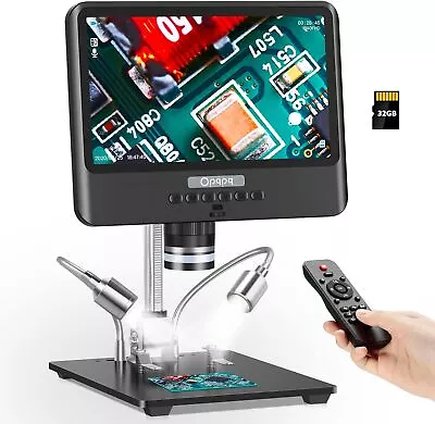 Buy 8.5‘’ LCD Digital Microscope 1300X Soldering Microscope USB Coin Microscope 32GB • 149$