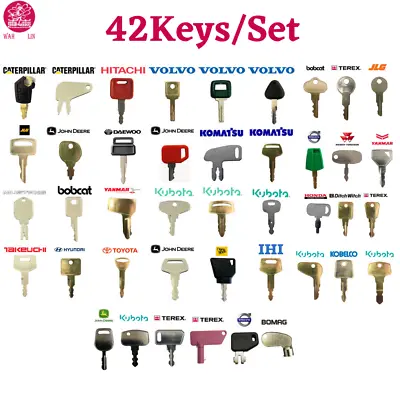 Buy 42 Heavy Equipment Construction Key Set Fits Case Cat Komatsu JCB Kubota • 34.29$