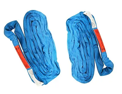 Buy Endless Round Sling Blue 8 FT Crane Tow Wrecker Recovery Rim 2 Pack USA Made • 169.47$
