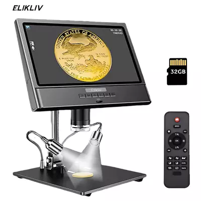 Buy Elikliv Digital Microscope 10'' 12MP 1300X Coin Magnifier With Light For Adult • 129.55$