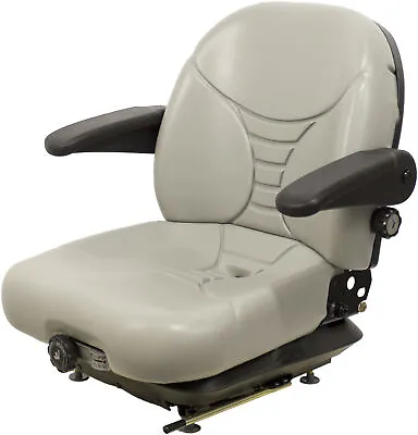 Buy Fits Kubota B26TLB Tractor Seat & Mechanical Suspension W/Arms - Gray Vinyl • 648.99$