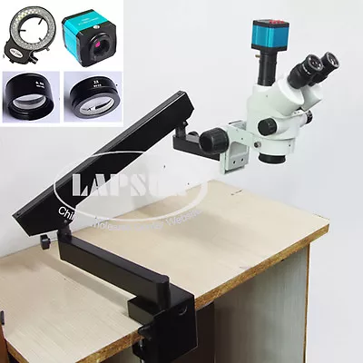 Buy 90X Trinocular Articulating Arm Clamp Stereo Microscope USB HDMI Camera Eyepiece • 649$
