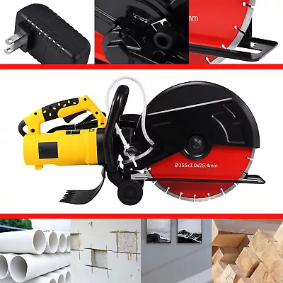 Buy 14  3200W Concrete Cut Off Saw W/ Water Pump & Blade Wet Dry Concrete Saw Cutter • 182.99$