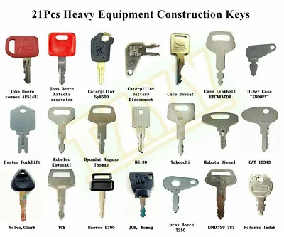 Buy 21Heavy Equipment Ignition Key For JD Caterpillar KOBELCO KUBOTA KOMATSU • 16.62$