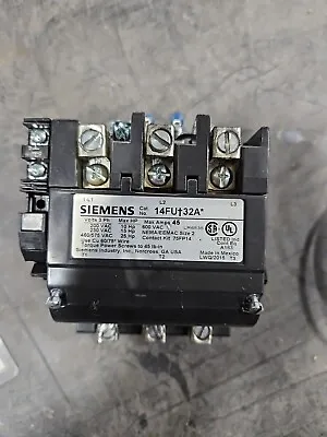 Buy Siemens NEMA Size 2 Contactor 14FU32A* (Was In Service At Time Of Removal) • 258$