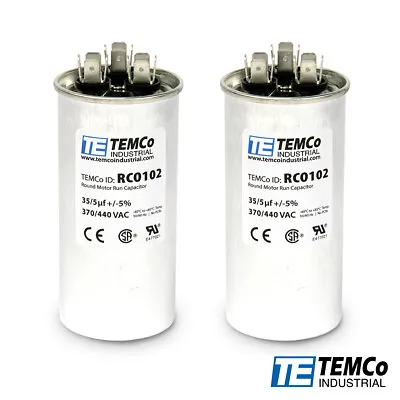 Buy TEMCo 35+5 Uf/MFD 370-440 VAC Volts Round Dual Run Capacitor 50/60 Hz -Lot-2 • 21.25$