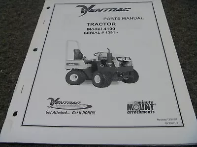 Buy Ventrac 4100 Compact Tractor Parts Catalog Manual S/N 1391-Up • 178.09$