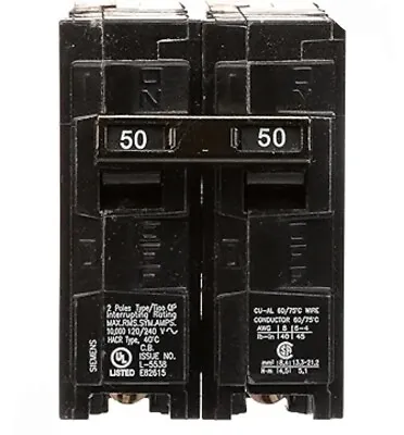 Buy Siemens Q250 50-Amp 2 Pole 240-Volt Circuit Breaker • 50$
