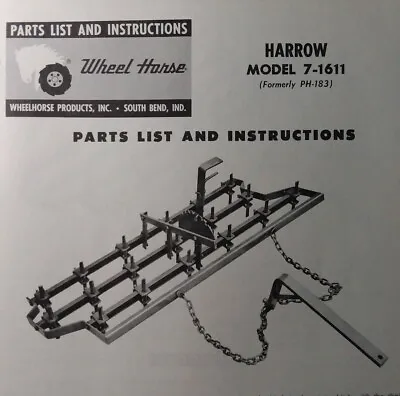Buy Wheel Horse Tractor Drag Spike Tooth  Harrow Implement Owner & Parts (2 Manual S • 30.59$