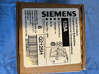 Buy 1 Box Of Siemens Q2125h 125amp Breakers 6 Per Box 2 Pole Single Throw • 250$