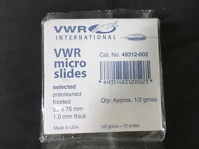 Buy VWR Precleaned Frosted 25x75mm 1.0mm Thick Micro Slides 48312-002 (72/Pack) • 16.59$