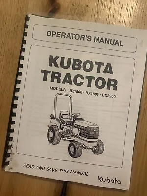 Buy Kubota BX1500 BX1800 BX2200 BX 1800 2200 Tractor Owners & Maintenance Manual • 27$