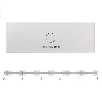Buy Microscope Micrometers Calibration Slide 1DIV=0.01mm Optical Glass Reticle Ruler • 22.36$