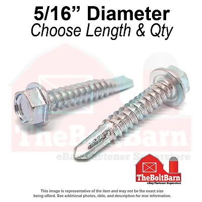 Buy 5/16  Unslotted Hex Washer Head Self Drilling Screws Zinc (Choose Length & Qty) • 10.17$