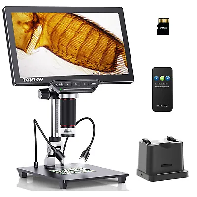 Buy TOMLOV 10  Digital Soldering Camera Video 1500x HDMI Coin Microscope With Screen • 179$