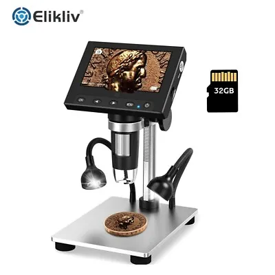 Buy Elikliv 4.3'' 1000X LCD Coin Digital Microscope With Screen For Error Coins • 69.99$
