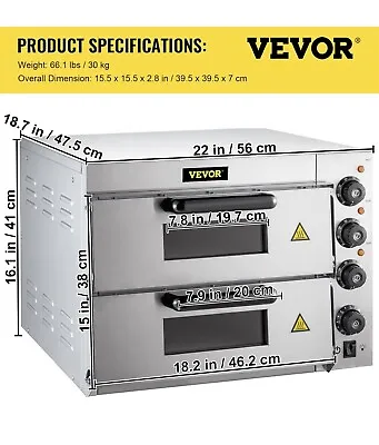 Buy VEVOR Commercial Countertop Pizza Oven Electric Pizza Oven 14  Double Deck Pizza • 230$