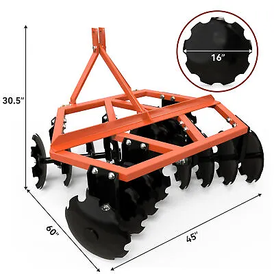 Buy 5 FT Notched Disc Harrow Plow For Cat 0 &Cat 1 Fit For Kubota John Deere Tractor • 1,349.99$