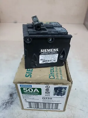 Buy 1- NEW Siemens Q250 50-Amp 2 Pole 240-Volt Circuit Breaker Plug In • 17.99$