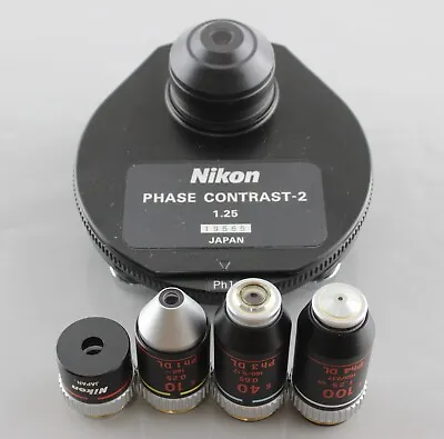 Buy Nikon Microscope 1.25 Phase Contrast 2 Condenser Objective Set Optiphot Labophot • 799.99$
