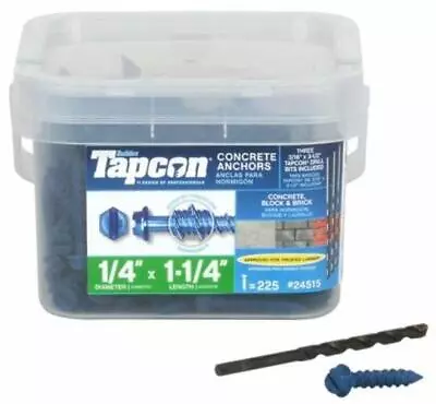Buy 3-Pack Tapcon 1/4 X 1-1/4 In. Hex Head Concrete Screw Anchor 225 Pk • 69.99$
