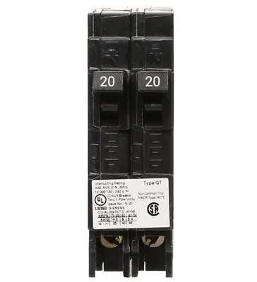 Buy Siemens Q2020NC 20 Amp Twin Tandem Circuit Breaker 120/240V Single Pole NON-CTL • 42.99$