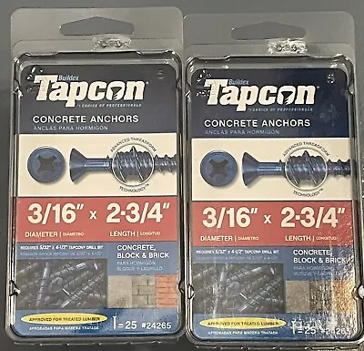 Buy Tapcon Concrete Anchor 3/16  X 2-3/4” Phillips Head Screws 50 Count  24265 NEW • 12.75$