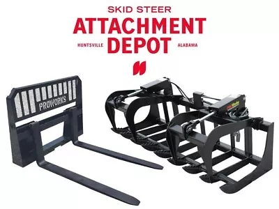 Buy 66  Root Grapple Bucket And 48  Long Pallet Forks Attachment Combo Quick Attach • 2,174.99$