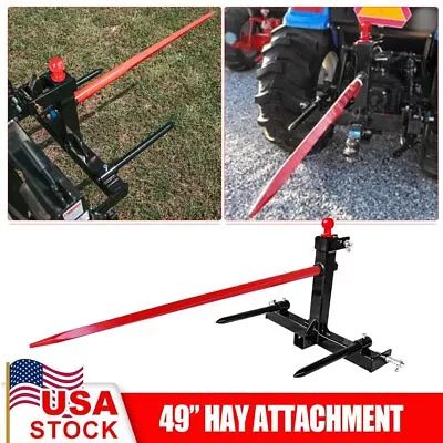 Buy 3 Point Attachment W/49  Hay Bale Spear 3000 Lbs 2x17  Stabilizers Cat 1 Tractor • 282.99$