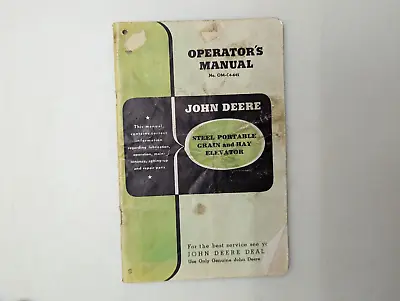 Buy Vintage Genuine John Deere Steel Portable Hay Grain Elevator Operator's Manual • 28$