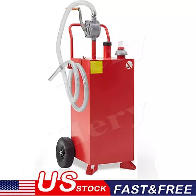Buy Fuel Caddy Fuel Storage Gas Diesel Tank 30 Gallon 2 Wheels W/ Manuel Pump Red • 239.95$