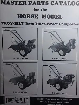 Buy Troy-Bilt HORSE Roto-Tiller Master Parts Manual 1980 Garden-Way 4.5, 6, 7, 8  Hp • 86.99$