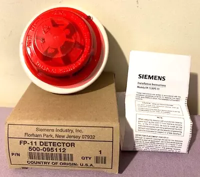 Buy Siemens FP-11 Fire Alarm Red Head Smoke Detector 500-095112 -- New In Box • 129.99$