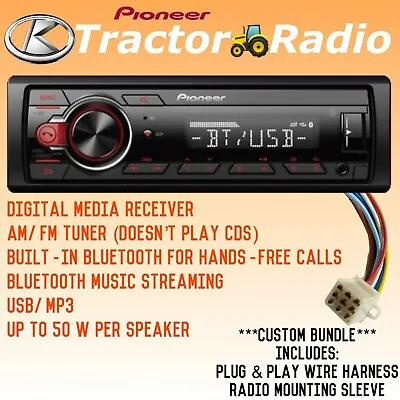 Buy Kubota Pioneer Radio AM FM USB Bluetooth RTV RTX 1100c B2650 X1100C W/ Harness • 169.99$