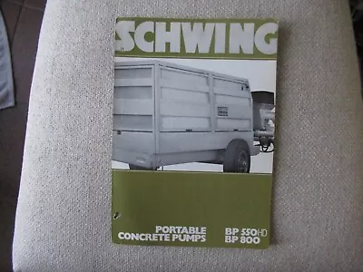 Buy 1976 Schwing BP 550HD BP800 Portable Concrete Pumps Brochure • 14.99$